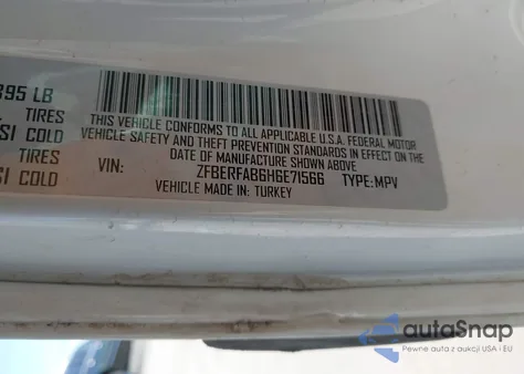 2017 Ram Promaster City из США, поврежденный, VIN ZFBERFAB6H6E71566